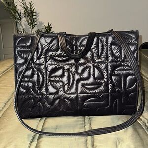Elegant Black Quilted Tote Bag